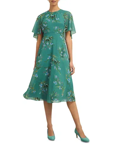 Hobbs London Jaida Floral Print Midi Dress In Green Multi