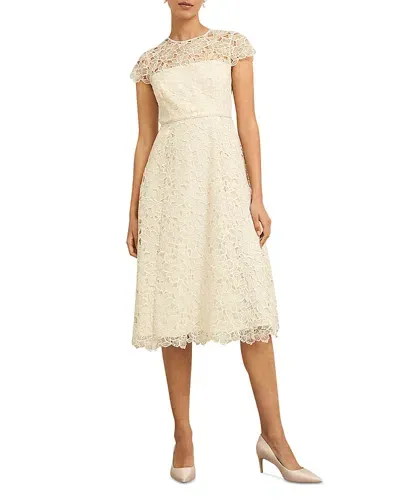 Hobbs London Johanna Floral Lace Dress In Oyster