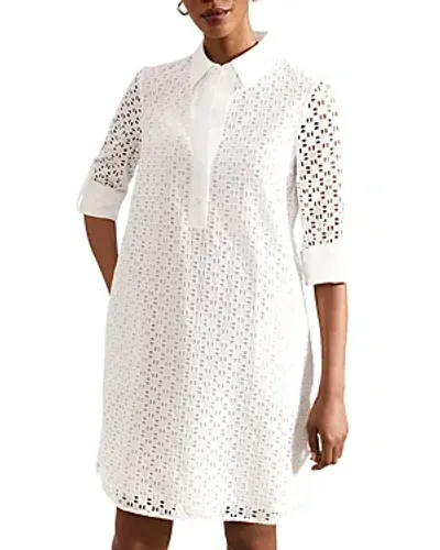 Hobbs London Marciella Eyelet Shirt Dress In White