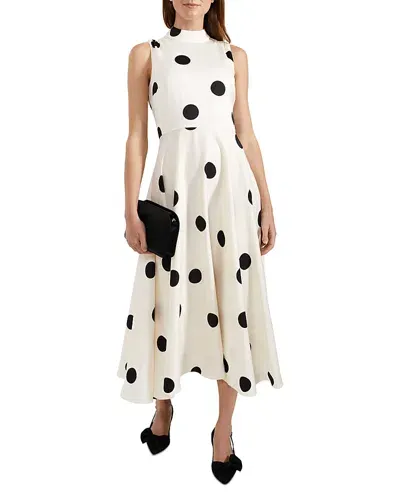 Hobbs London Mia Polka Dot Sleeveless Dress In Cream Black