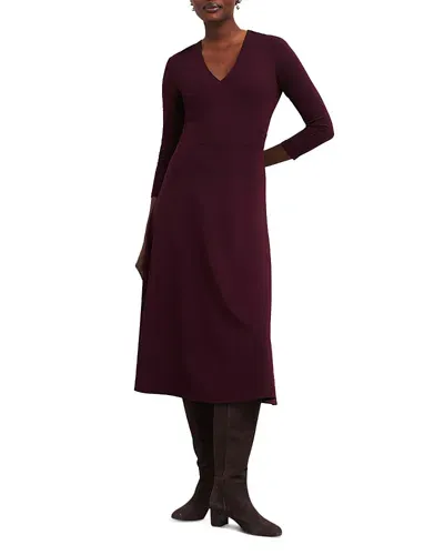 Hobbs London Mirabel Ponte Dress In Warm Plum