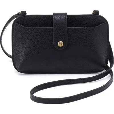 Hobo Vida Leather Phone Crossbody Bag In Black  Biscuit