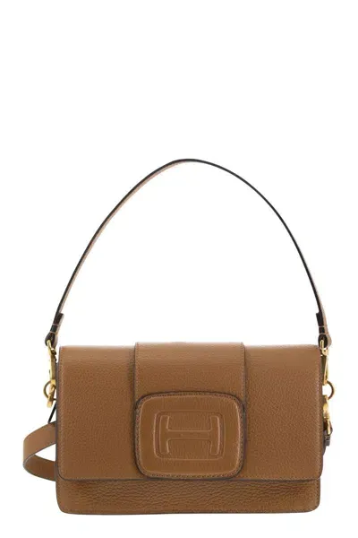 Hogan H-bag Leather Crossbody Bag In Brown