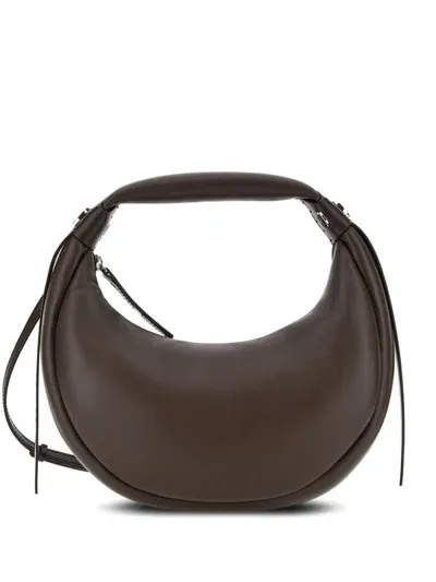 Hogan Circular Leather Hobo Bag In Brown