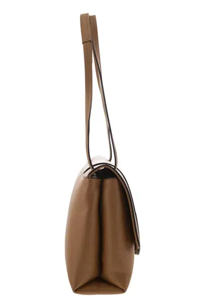 Hogan Cognac Leather Shoulder Bag In Cognac Scuro