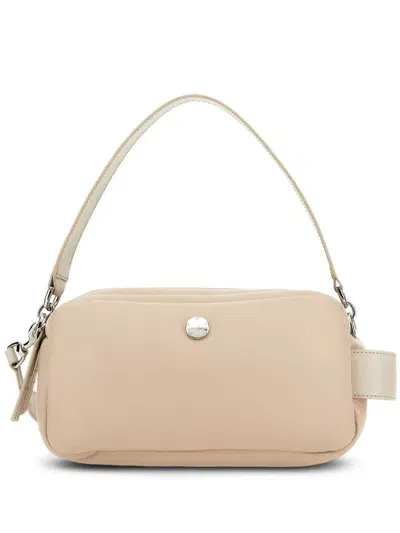 Hogan Doppia Leather Shoulder Bag In Neutrals