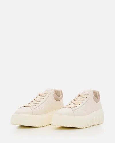 Hogan H-stripes Lace Up Sneakers In Ivory