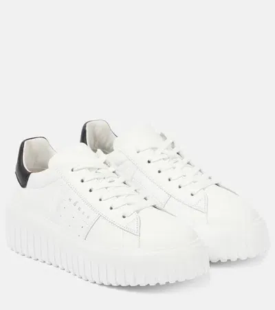 Hogan H-stripes Leather Platform Sneakers In White