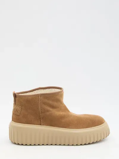 Hogan H-stripes Low-top Boots In Beige