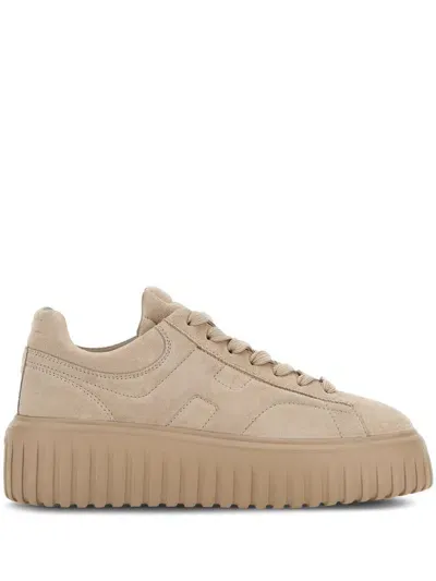 Hogan H-stripes Platform Sneakers In Neutrals