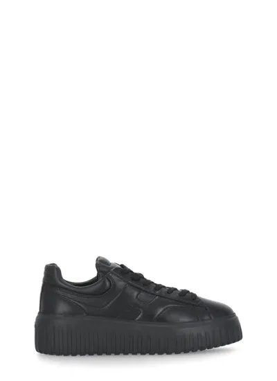 Hogan H-stripes Low-top Platform Sneakers In Black