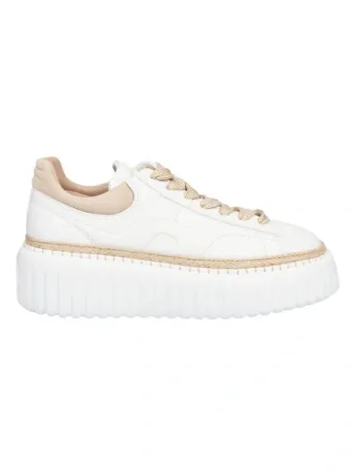 Hogan H-stripes Leather Sneakers In White