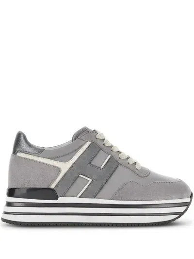 Hogan H483 Midi Platform Lace-up Sneakers In Grey