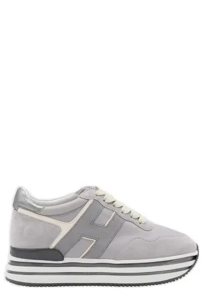 Hogan H483 Midi Platform Round Toe Sneakers In Gris