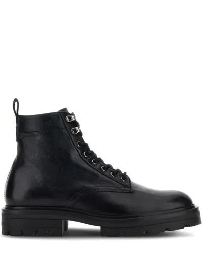 Hogan H673 Leather Boots In Black