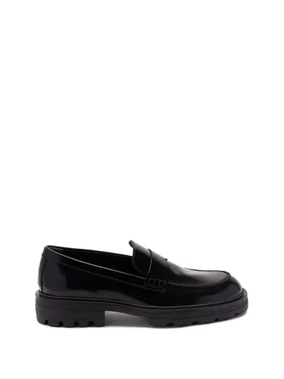 Hogan H673 Round-toe Loafers In Black  