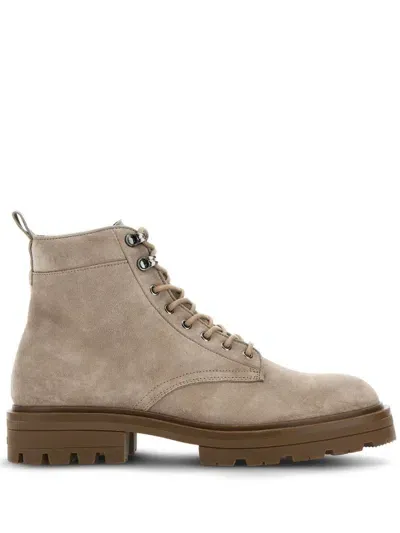 Hogan H673 Suede Boots In Beige