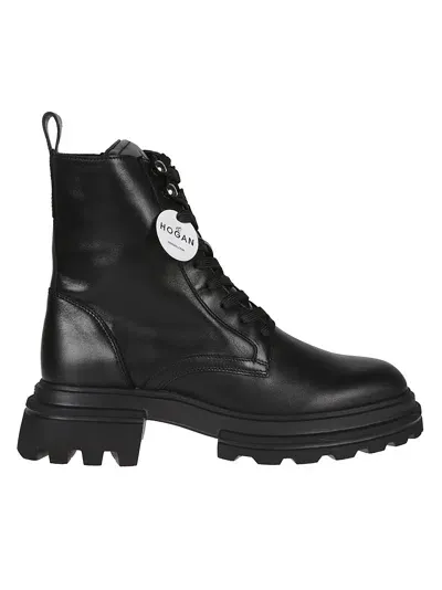 Hogan H674 Combat Boots In Black