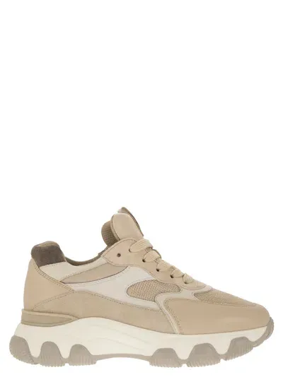 Hogan Hyperactive - Leather And Fabric Trainers In Beige