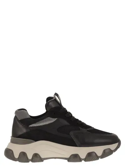 Hogan Hyperactive - Leather And Fabric Trainers In Black