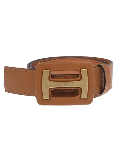 Hogan Logo-plaque Belt In Brown