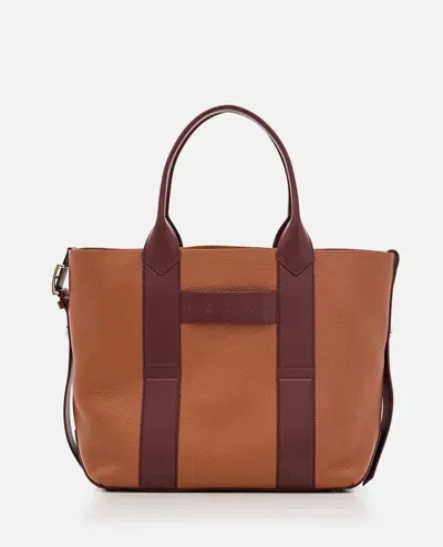 Hogan Script Media Shopping Bag In Brown