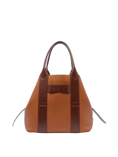 Hogan Script Small Shopping Bag In Brown