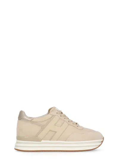 Hogan H483 Midi Platform Lace-up Sneakers In Neutrals