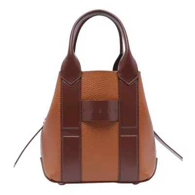 Hogan Script Small Shopping Bag In Brown