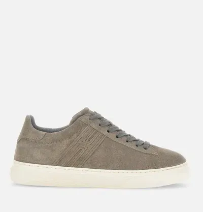 Hogan Beige Suede Sneakers In Brown