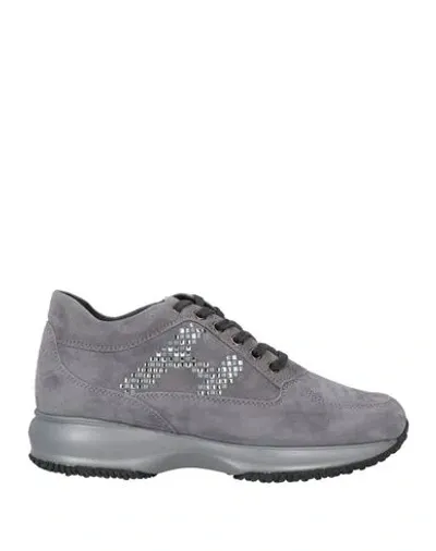 Hogan Woman Sneakers Grey Size 8 Soft Leather