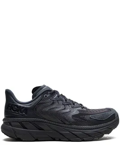 Hoka One Clifton Ls "black/asphalt" Sneakers In Black/blue