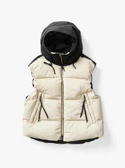 Holden Beige Hooded Down Vest In Canvas