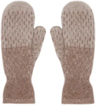 Holzweiler Beige & Pink Tine Faded Knit Mittens In Burgundy 1216