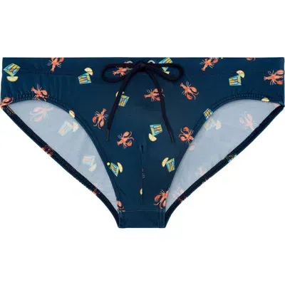 Hom Beach Club Mini Brief In Navy Print