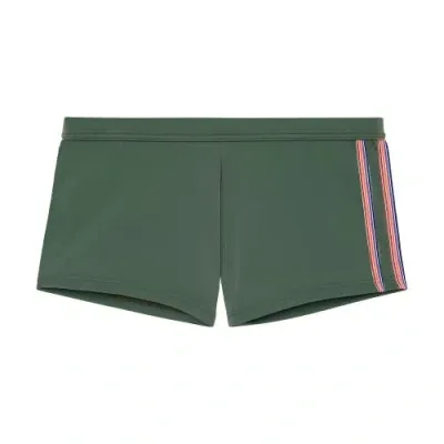 Hom Nautical Cup Swim Shorts In Khaki Green