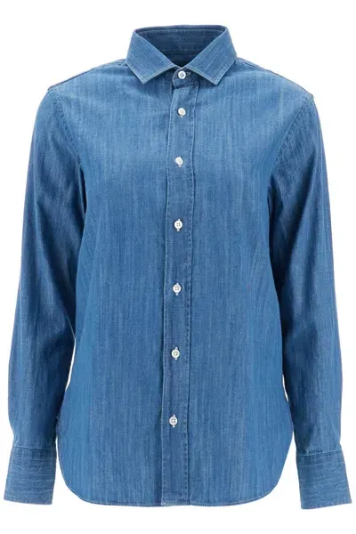 Homme Girls Camicia In Chambray In Blue