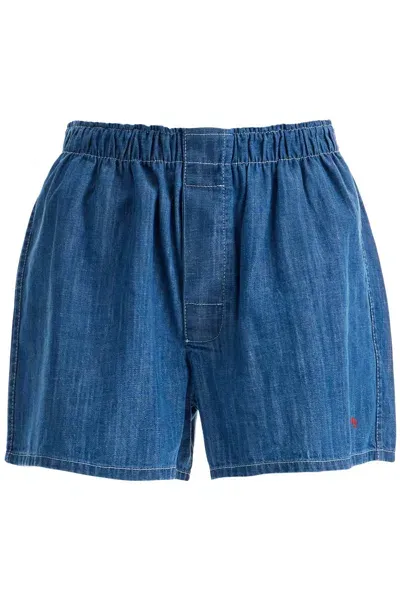 Homme Girls Shorts In Chambray In Blue