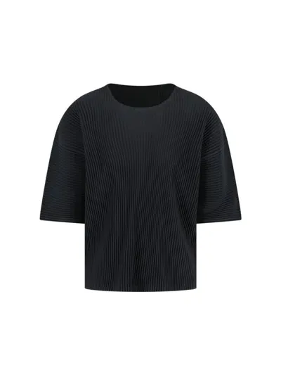 Homme Plisse Pleated T-shirt In Black  