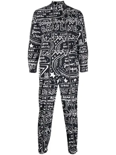 Honey Fucking Dijon Graphic-print Double-zip Boiler Jumpsuit In Black