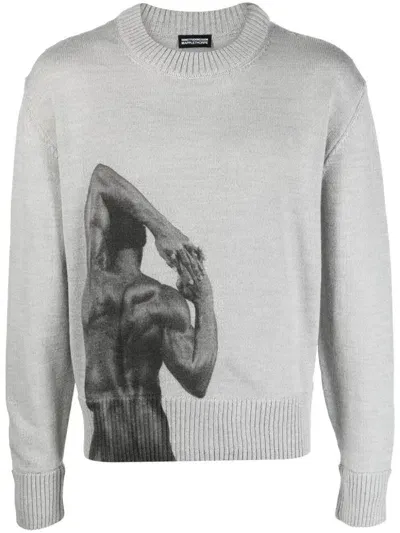 Honey Fucking Dijon Intarsia-knit Wool-blend Jumper In Grey