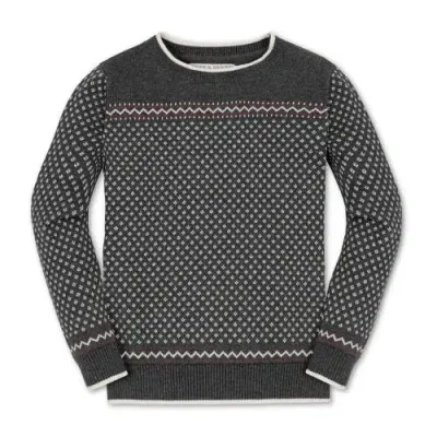 Hope & Henry Baby Boys' Organic Intarsia Crew Neck Sweater, Infant In Charcoal Heather Birdseye