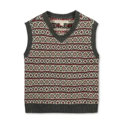 Hope & Henry Baby Boys' Organic Intarsia Sweater Vest, Infant In Merry Intarsia Stripe