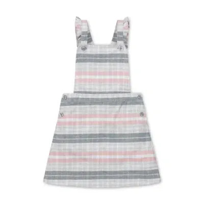 Hope & Henry Baby Girls' Organic Ruffle Strap Skirtall, Infant In Gray And Rose Plaid