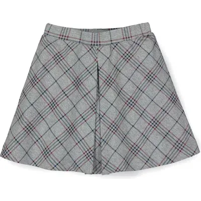 Hope & Henry Baby Girls' Ponte Schoolgirl Skort, Infant In Gray, Berry, And Navy Plaid