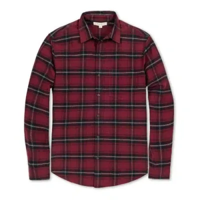 Hope & Henry Brushed Flannel Button Down Shirt In Oxblood City Plaid