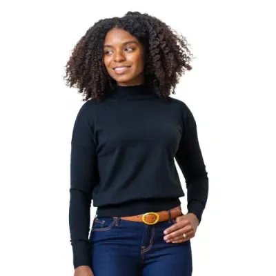 Hope & Henry Funnel Neck Sweater In Black Funnel Neck