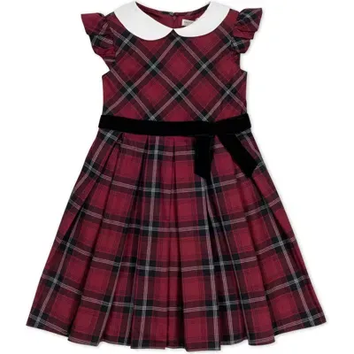 Hope & Henry Girls' Organic Peter Pan Collar Party Dress, Kids In Oxblood City Plaid