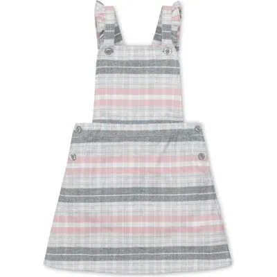 Hope & Henry Girls' Organic Ruffle Strap Skirtall, Kids In Gray And Rose Plaid