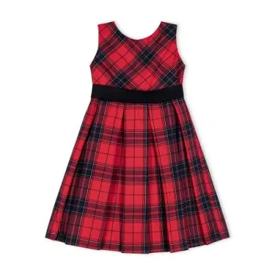 Hope & Henry Babies'  Girls' Pleated Party Dress, Toddler In Red Holiday Plaid